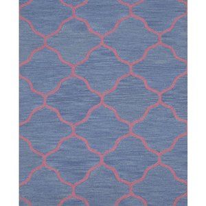 Blue Hand-Tufted Wool Traditional Moroccan Rug, 5' x 7'